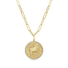 Load image into Gallery viewer, 14K Gold Diamond Zodiac Necklace 18" Inches