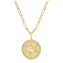 Load image into Gallery viewer, 14K Gold Diamond Zodiac Necklace 18" Inches