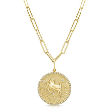 Load image into Gallery viewer, 14K Gold Diamond Zodiac Necklace 18" Inches