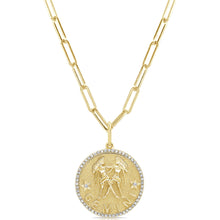 Load image into Gallery viewer, 14K Gold Diamond Zodiac Necklace 18" Inches
