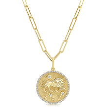 Load image into Gallery viewer, 14K Gold Diamond Zodiac Necklace 18" Inches
