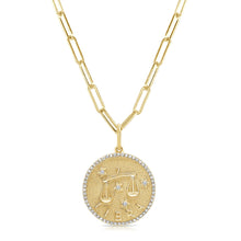 Load image into Gallery viewer, 14K Gold Diamond Zodiac Necklace 18" Inches