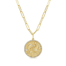 Load image into Gallery viewer, 14K Gold Diamond Zodiac Necklace 18" Inches