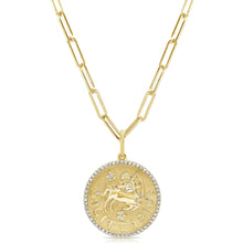 Load image into Gallery viewer, 14K Gold Diamond Zodiac Necklace 18" Inches