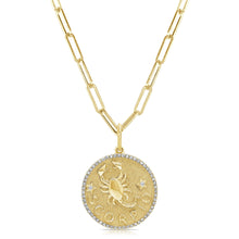 Load image into Gallery viewer, 14K Gold Diamond Zodiac Necklace 18" Inches