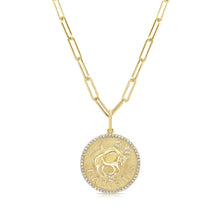 Load image into Gallery viewer, 14K Gold Diamond Zodiac Necklace 18" Inches