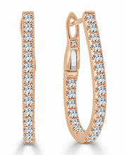 Load image into Gallery viewer, 14k Gold & Diamond Pear Shape Hoop Earrings -0.75" Inch
