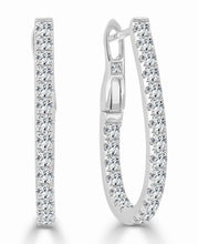 Load image into Gallery viewer, 14k Gold & Diamond Pear Shape Hoop Earrings -0.75" Inch