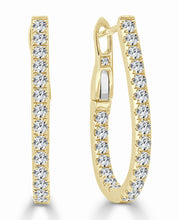 Load image into Gallery viewer, 14k Gold & Diamond Pear Shape Hoop Earrings -0.75" Inch