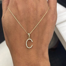 Load image into Gallery viewer, 14K Gold Diamond Large Initial A-Z Necklace 16-18"