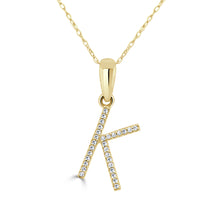 Load image into Gallery viewer, 14K Gold Diamond Large Initial A-Z Necklace 16-18"