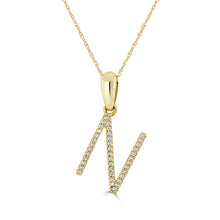Load image into Gallery viewer, 14K Gold Diamond Large Initial A-Z Necklace 16-18"