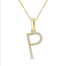 Load image into Gallery viewer, 14K Gold Diamond Large Initial A-Z Necklace 16-18"