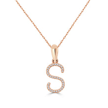Load image into Gallery viewer, 14K Gold Diamond Large Initial A-Z Necklace 16-18"