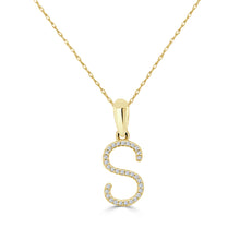 Load image into Gallery viewer, 14K Gold Diamond Large Initial A-Z Necklace 16-18"