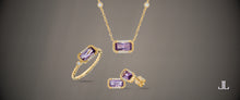 Load image into Gallery viewer, 14K Yellow Gold Amethyst &amp; Diamonds Stud Earrings
