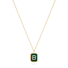 Load image into Gallery viewer, Rectangle Diamond &amp; Gemstone 14K Yellow Gold Initial Layering Pendant
