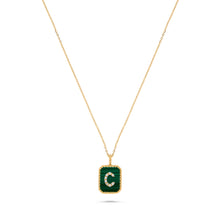 Load image into Gallery viewer, Rectangle Diamond &amp; Gemstone 14K Yellow Gold Initial Layering Pendant

