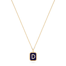Load image into Gallery viewer, Rectangle Diamond &amp; Gemstone 14K Yellow Gold Initial Layering Pendant
