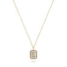 Load image into Gallery viewer, Rectangle Diamond &amp; Gemstone 14K Yellow Gold Initial Layering Pendant
