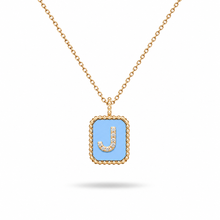 Load image into Gallery viewer, 14K Yellow Gold Diamond &amp; Gemstone Initial Layering Pendant
