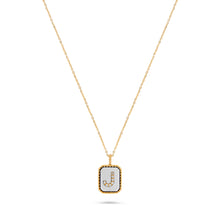 Load image into Gallery viewer, Rectangle Diamond &amp; Gemstone 14K Yellow Gold Initial Layering Pendant
