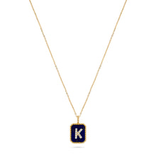 Load image into Gallery viewer, Rectangle Diamond &amp; Gemstone 14K Yellow Gold Initial Layering Pendant

