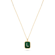 Load image into Gallery viewer, Rectangle Diamond &amp; Gemstone 14K Yellow Gold Initial Layering Pendant
