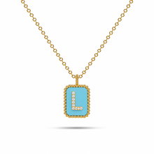 Load image into Gallery viewer, Rectangle Diamond &amp; Gemstone 14K Yellow Gold Initial Layering Pendant
