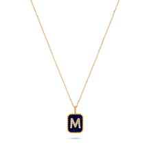 Load image into Gallery viewer, Rectangle Diamond &amp; Gemstone 14K Yellow Gold Initial Layering Pendant
