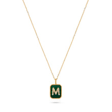 Load image into Gallery viewer, Rectangle Diamond &amp; Gemstone 14K Yellow Gold Initial Layering Pendant
