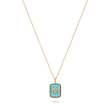 Load image into Gallery viewer, Rectangle Diamond &amp; Gemstone 14K Yellow Gold Initial Layering Pendant
