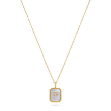 Load image into Gallery viewer, Rectangle Diamond &amp; Gemstone 14K Yellow Gold Initial Layering Pendant
