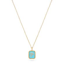 Load image into Gallery viewer, Rectangle Diamond &amp; Gemstone 14K Yellow Gold Initial Layering Pendant
