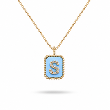 Load image into Gallery viewer, 14K Yellow Gold Diamond &amp; Gemstone Initial Layering Pendant
