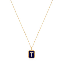 Load image into Gallery viewer, Rectangle Diamond &amp; Gemstone 14K Yellow Gold Initial Layering Pendant
