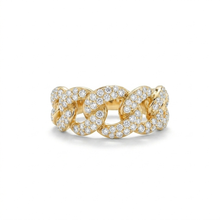 Load image into Gallery viewer, 14K Yellow Gold Diamond Pave Link Ring
