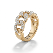 Load image into Gallery viewer, 14K Yellow Gold Diamond Pave Link Ring
