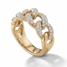 Load image into Gallery viewer, 14K Yellow Gold Diamond Pave Link Ring
