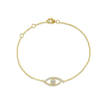 Load image into Gallery viewer, 14K Gold Diamond Evil Eye Bracelet
