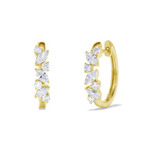 Load image into Gallery viewer, 14K Gold Round &amp; Marquise Diamond Huggie Earrings
