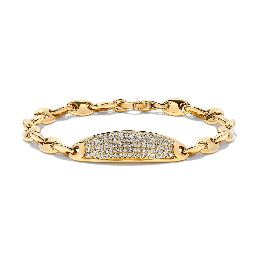 14K Gold Diamond Bar Link Bracelet