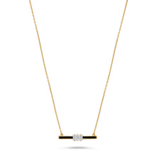 Load image into Gallery viewer, 14K Gold Diamond &amp; Black Enamel Necklace
