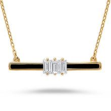 Load image into Gallery viewer, 14K Gold Diamond &amp; Black Enamel Necklace
