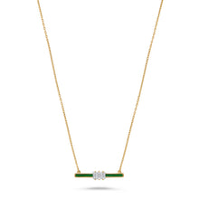 Load image into Gallery viewer, 14K Gold Diamond &amp; Green Enamel Necklace
