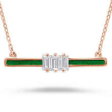 Load image into Gallery viewer, 14K Gold Diamond &amp; Green Enamel Necklace
