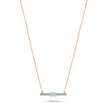 Load image into Gallery viewer, 14K Gold Diamond &amp; Turquoise Enamel Necklace
