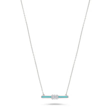 Load image into Gallery viewer, 14K Gold Diamond &amp; Turquoise Enamel Necklace
