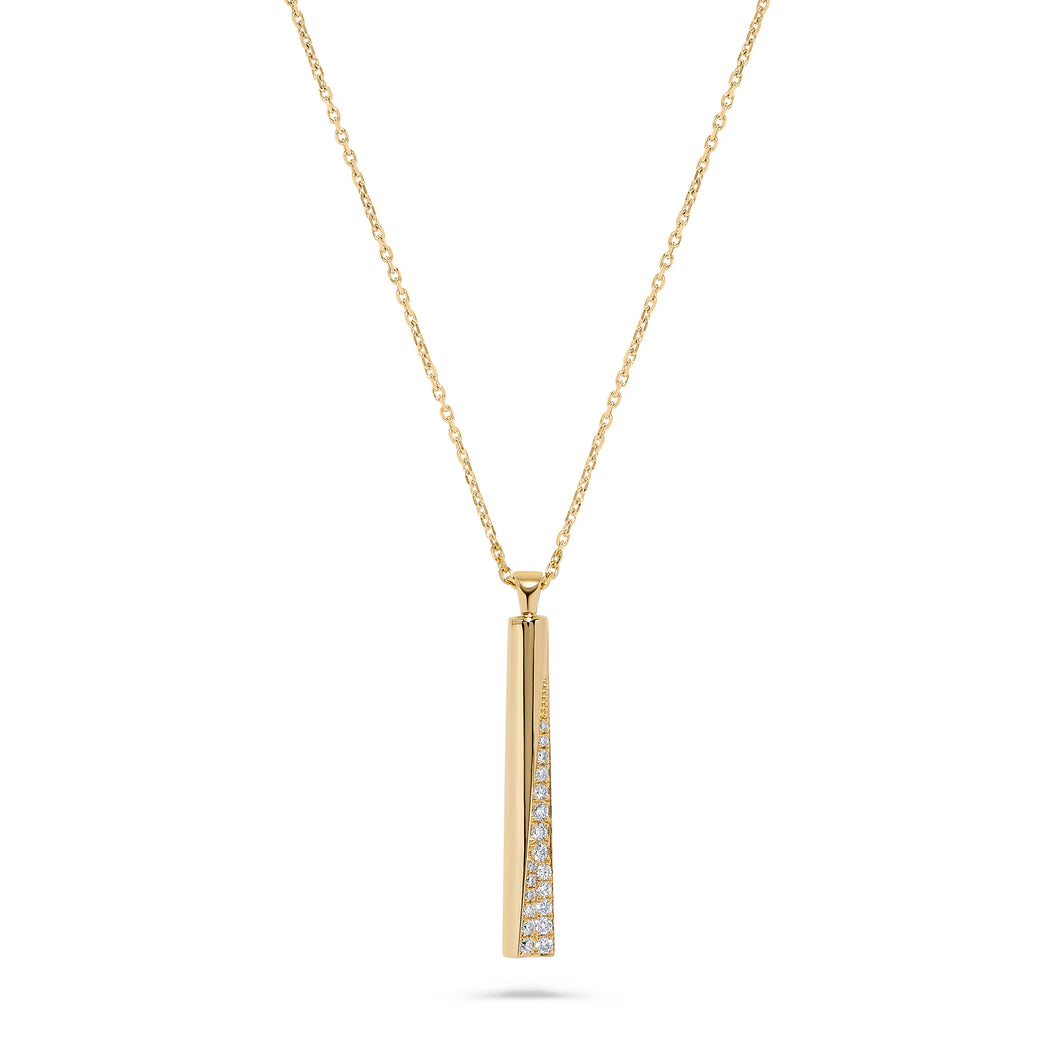 14K Gold Diamond Bar Pendant