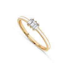 Load image into Gallery viewer, 14K Gold Baguette Diamond and White Enamel Ring
